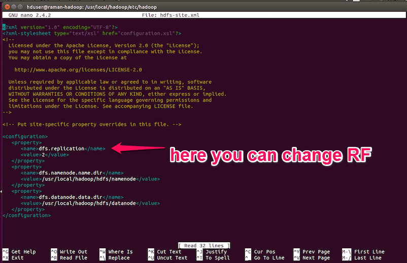 change replication factor through hdfs file