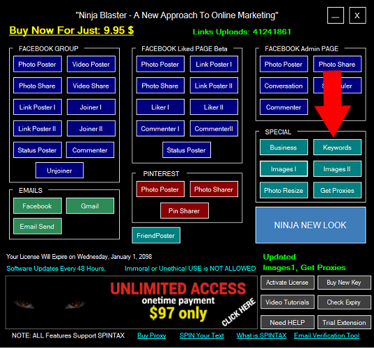 Ninja Blaster Keyword Research Tool