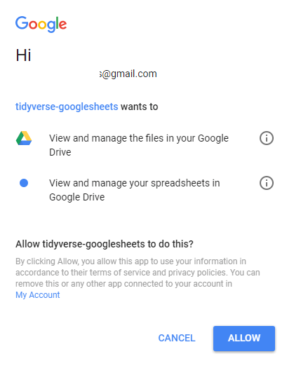 verify Google account for R to Use