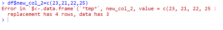 adding new column dataframe r error