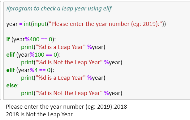 leap year program in python assignment expert